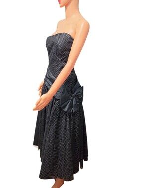 Vintage 1980s What's Up by Carol Black Glitter Dot Tulle Whimsigoth  Dress Sz 10